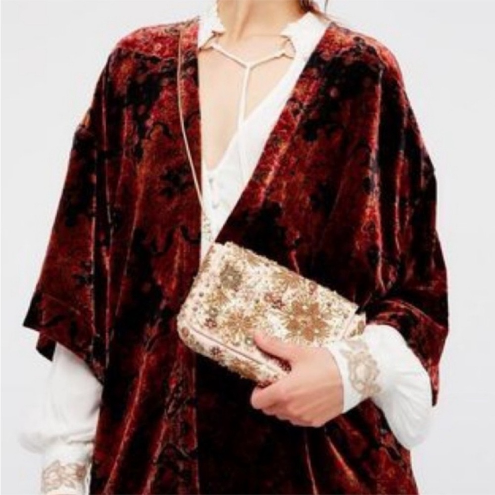Free People Red and Black Cape Jacket